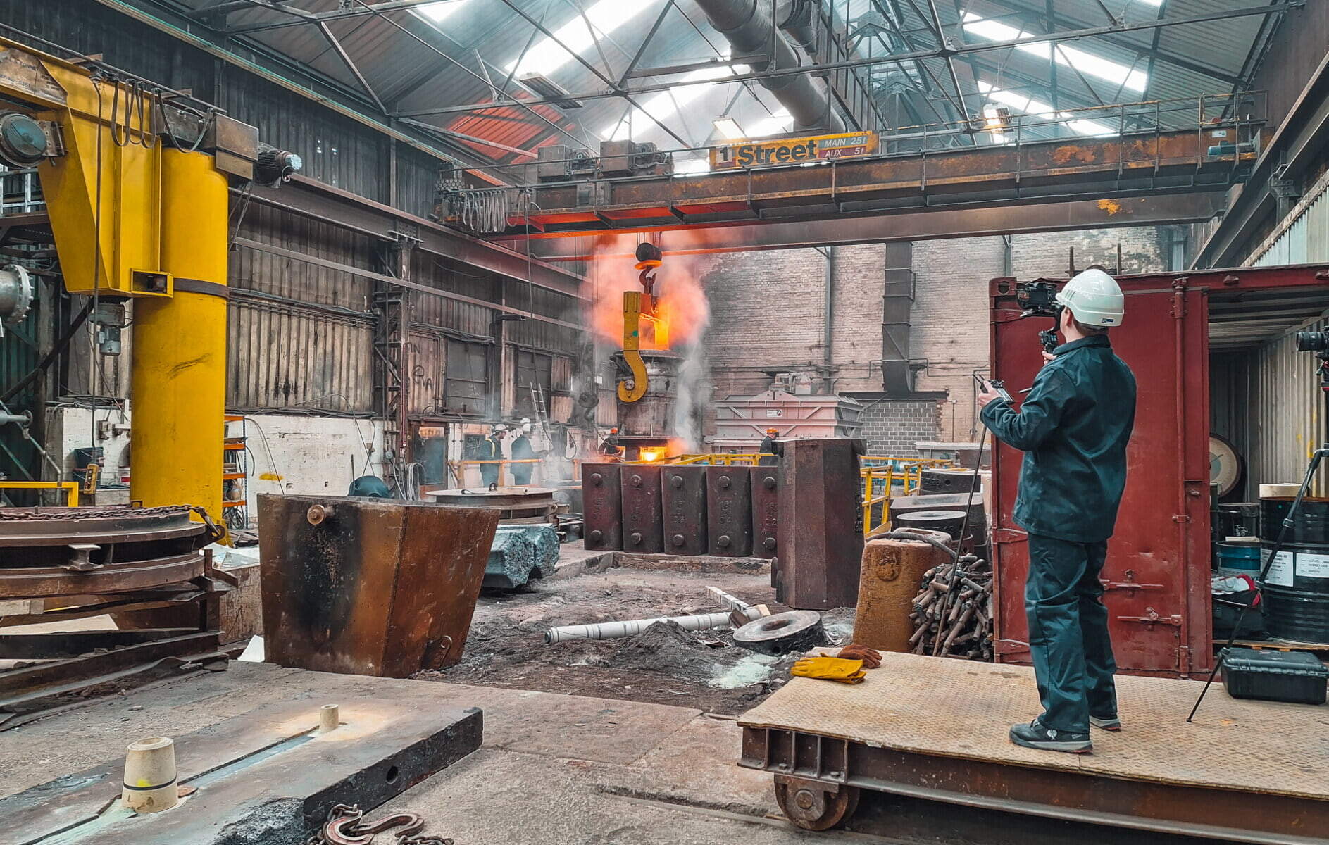 Industrial video production documenting a factory expansion project